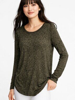 Old Navy Olive Green Space Dye Long Sleeve Shirt Stretchy